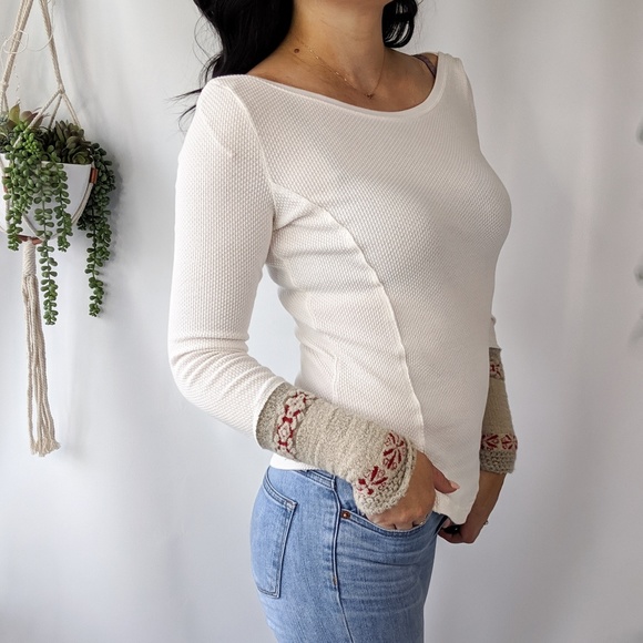 Free People Tops - FP WE THE FREE rosey cuff thermal white 986